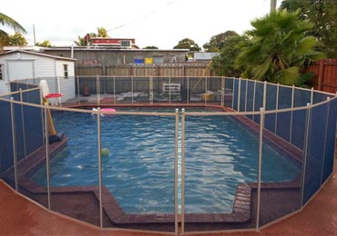 Blue/Beige Pool Fence