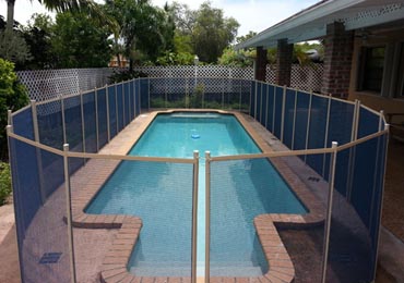 Blue/Beige Pool Fence