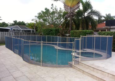 Blue/Beige Pool Fence