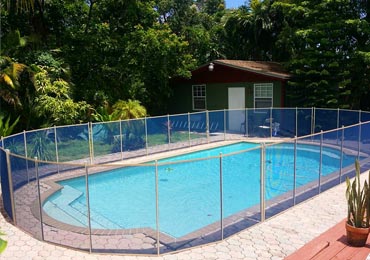 Blue/Beige Pool Fence