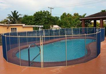 Blue/Beige Pool Fence