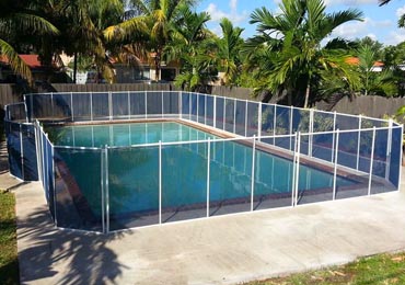 Blue/Beige Pool Fence